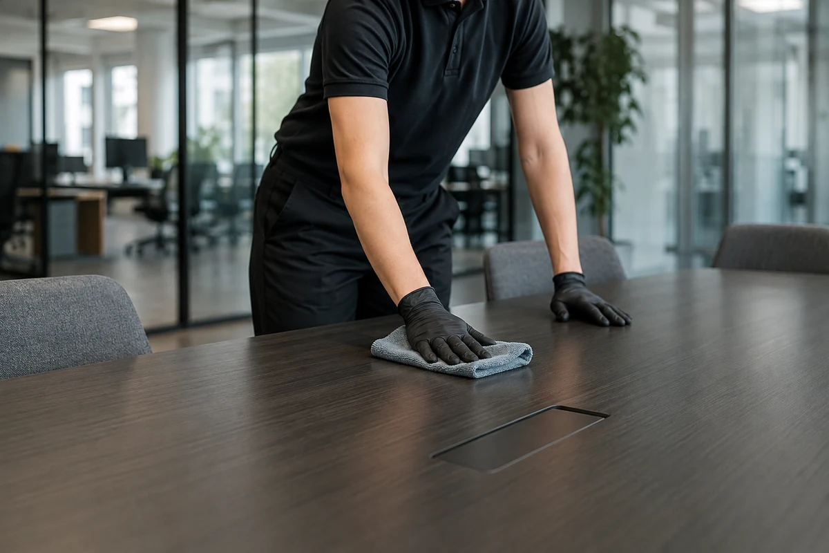 Professionelle Reinigung in einem gepflegten Gewerbeobjekt